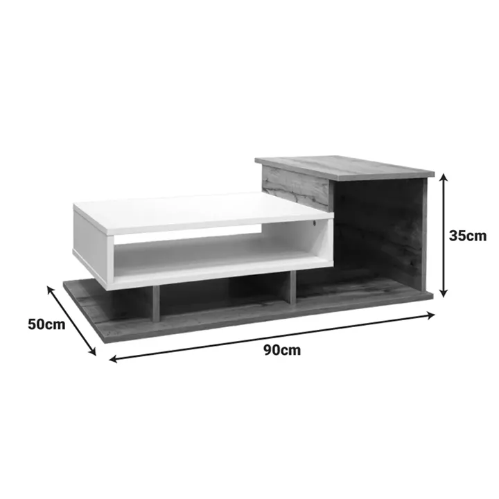 Coffee table Nuvele pakoworld sonoma-white color 90x50x35cm