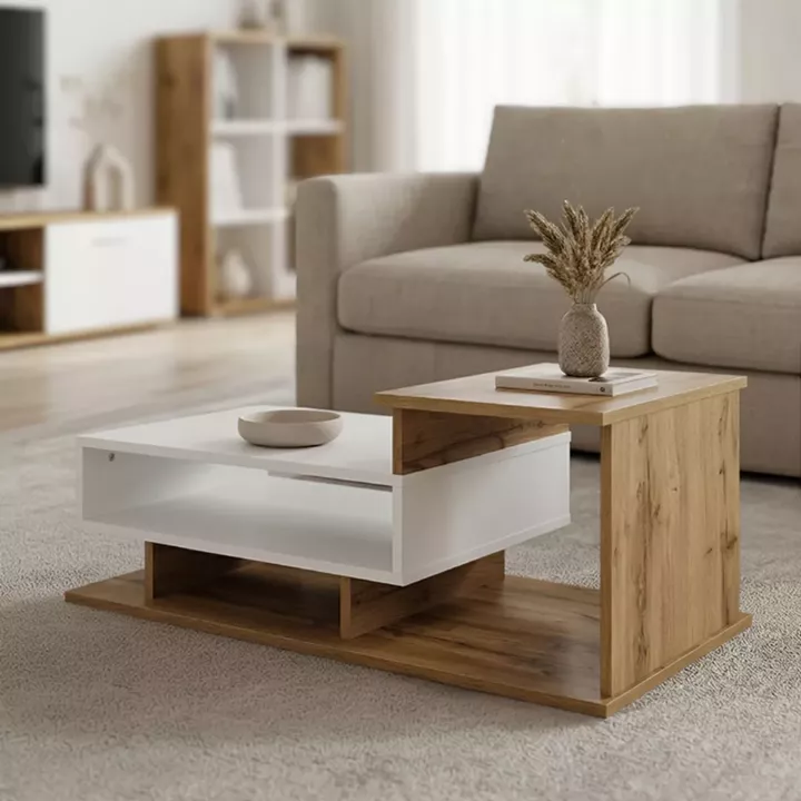 Coffee table Nuvele pakoworld sonoma-white color 90x50x35cm