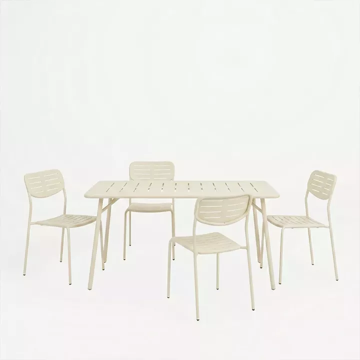 Τραπεζαρία Moraja Deraby Ι pakoworld σετ 5τεμ κρεμ μέταλλο 140x80x72εκ