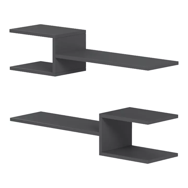 Ραφιέρα τοίχου Sumpa pakoworld 2τεμ ανθρακί 65x20x18εκ