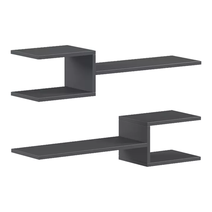 Ραφιέρα τοίχου Sumpa pakoworld 2τεμ ανθρακί 65x20x18εκ