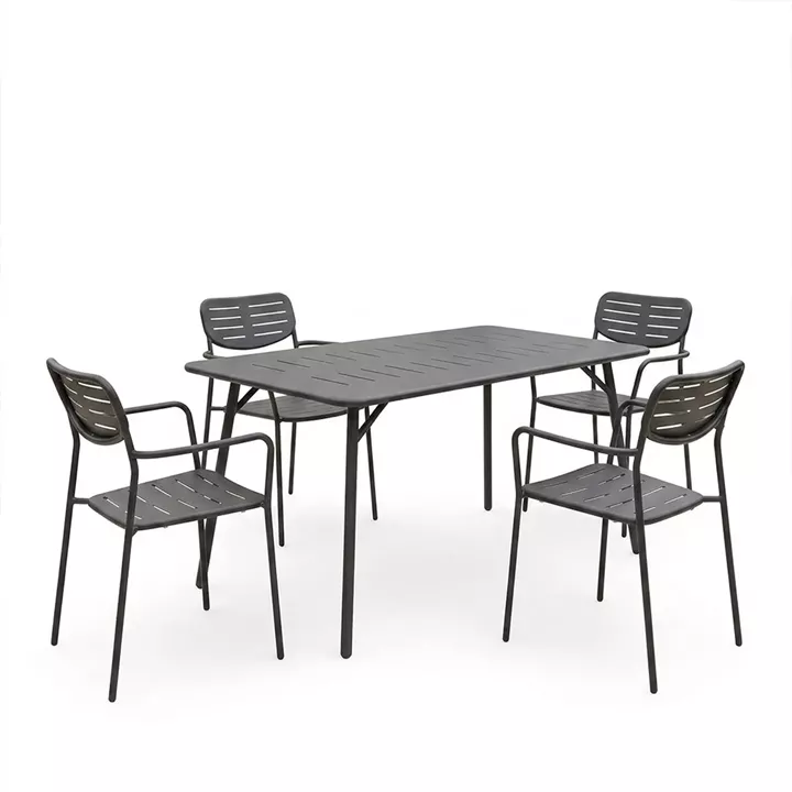 Τραπεζαρία Moraja Deraby pakoworld σετ 5τεμ μαύρο μέταλλο 140x80x72εκ