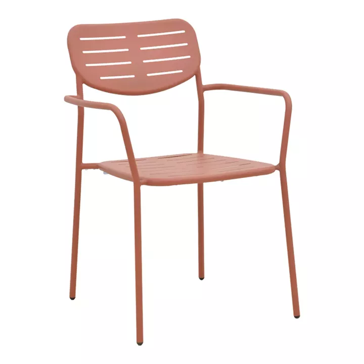 Τραπεζαρία Moraja Deraby pakoworld σετ 5τεμ terracotta μέταλλο 140x80x72εκ