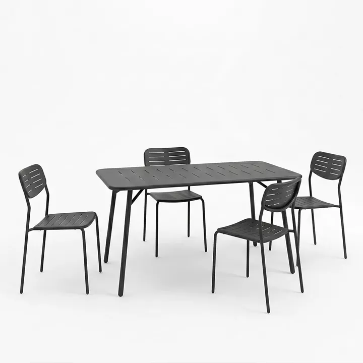 Moraja Deraby Ι pakoworld set of 5 pieces black metal 140x80x72cm