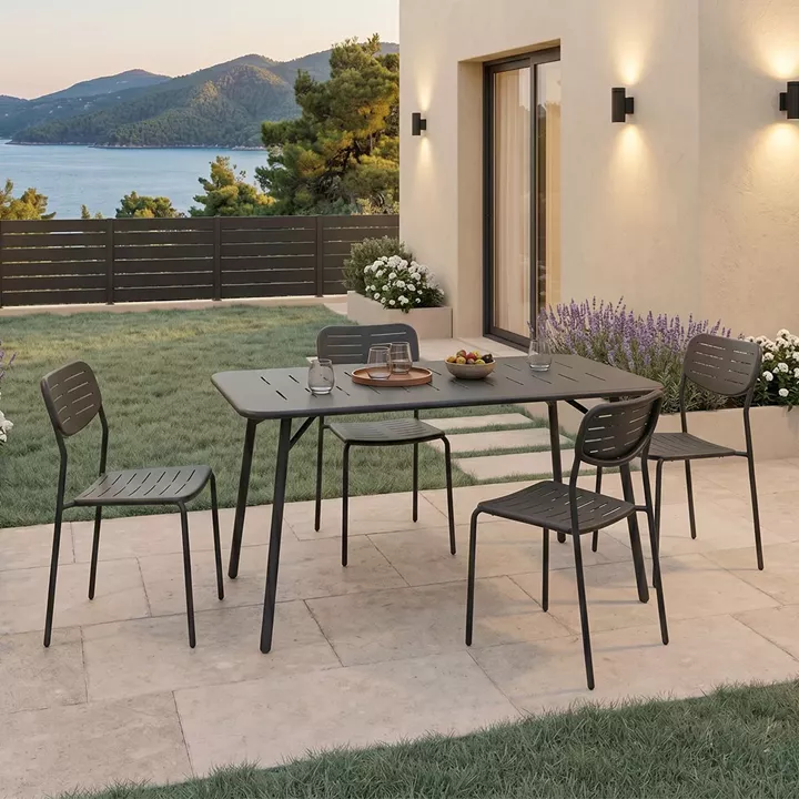 Moraja Deraby Ι pakoworld set of 5 pieces black metal 140x80x72cm