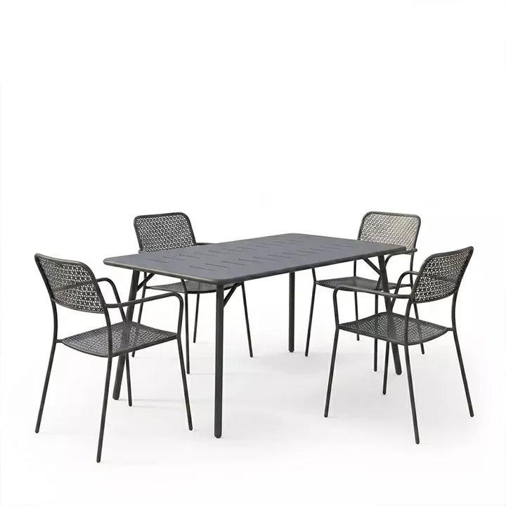 Τραπεζαρία Moraja Federal pakoworld σετ 5τεμ μαύρο μέταλλο 140x80x72εκ