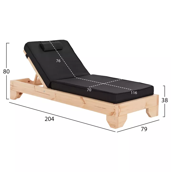 ΞΑΠΛΩΣΤΡΑ ΜΕ ΜΑΞΙΛΑΡΙ ΚΟΡΙΝΟΣ HM10777.05T ΞΥΛΟ ΠΕΥΚΟΥ--TEXTILENE ΜΑΥΡΟ 79x204x80Υεκ