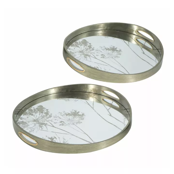 Artekko Tray Σαμπανιζέ Πλαστικοί Διακοσμητικοί Δίσκοι με Καθρέπτη (45x45x4)cm 2pcs