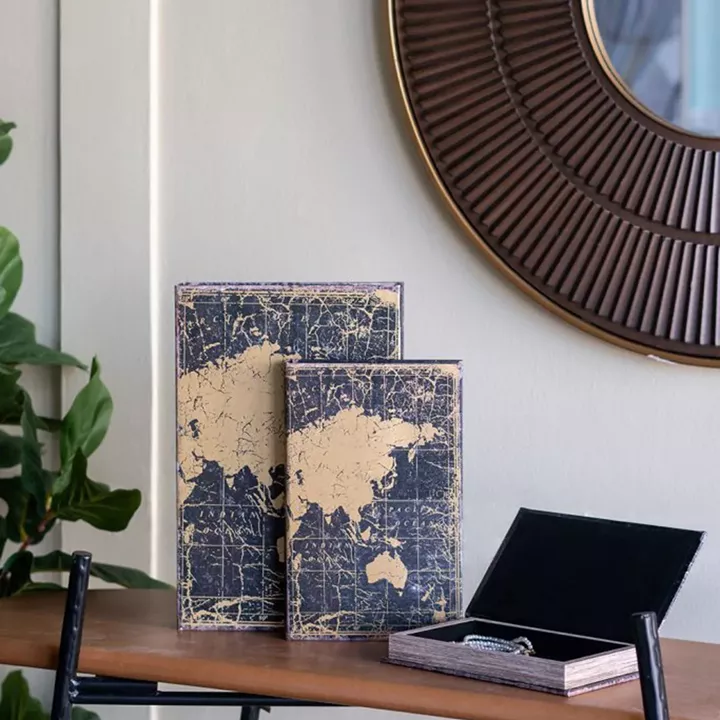 Artekko Book Διακοσμητικά Βιβλία MDF με Αποθηκευτικό Χώρο σε Μαύρο με Χρυσό (22x7x33)cm 3pcs