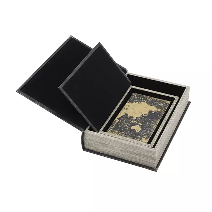 Artekko Book Διακοσμητικά Βιβλία MDF με Αποθηκευτικό Χώρο σε Μαύρο με Χρυσό (22x7x33)cm 3pcs