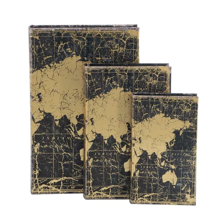 Artekko Book Διακοσμητικά Βιβλία MDF με Αποθηκευτικό Χώρο σε Μαύρο με Χρυσό (22x7x33)cm 3pcs