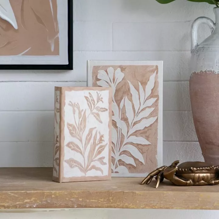 Artekko Book Μπεζ Διακοσμητικά Βιβλία MDF με Αποθηκευτικό Χώρο 2pcs