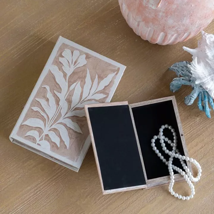 Artekko Book Μπεζ Διακοσμητικά Βιβλία MDF με Αποθηκευτικό Χώρο 2pcs