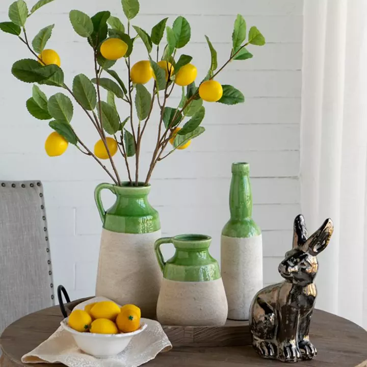 Artekko Faux Lemon Πράσινο Πλαστικό Τεχνητό Κλαδί Λεμονιάς (26x13x85)cm