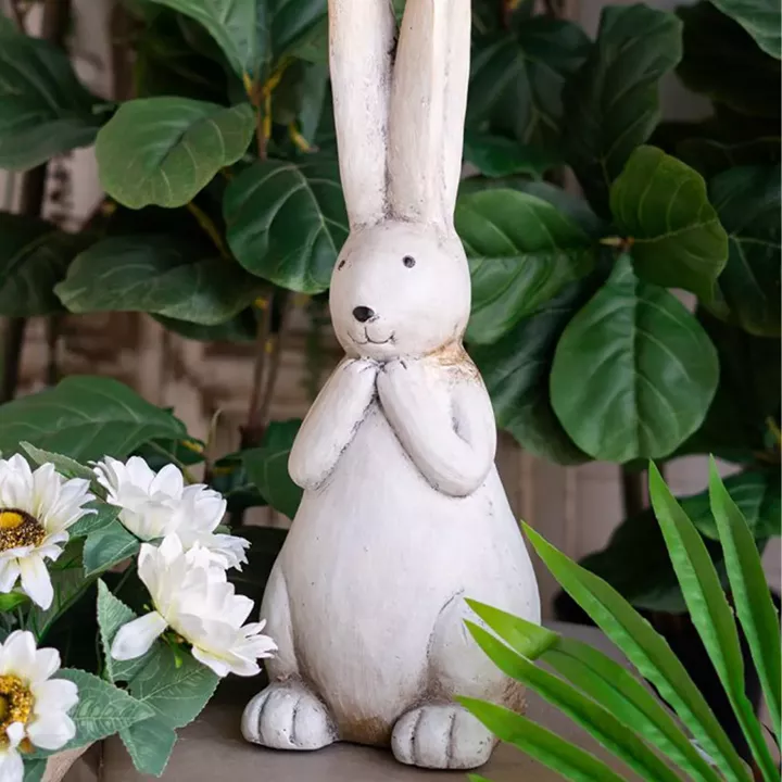 Artekko Animal Διακοσμητικός Λαγός από Μαγνήσιο σε Λευκή Πατίνα (18.5x18x50)cm