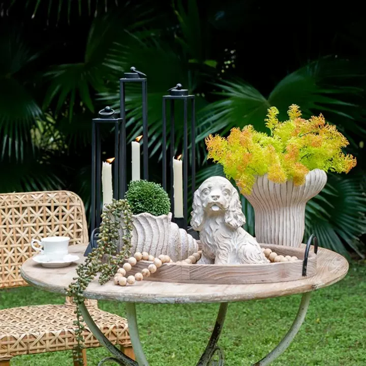 Artekko Cement Μπεζ Τσιμεντένιο Διακοσμητικό Δοχείο Κασπώ (23.5x22.5x22)cm