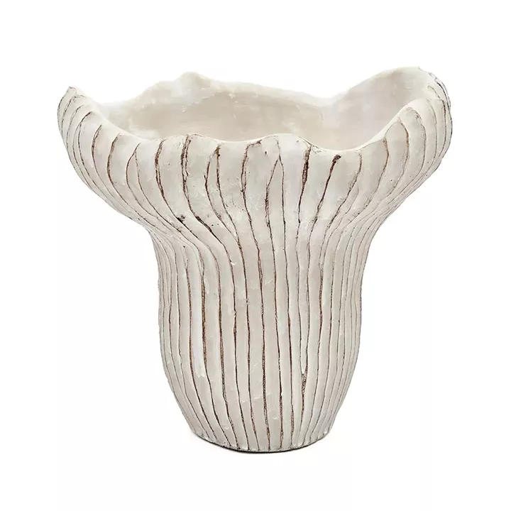 Artekko Cement Μπεζ Τσιμεντένιο Διακοσμητικό Δοχείο Κασπώ (23.5x22.5x22)cm