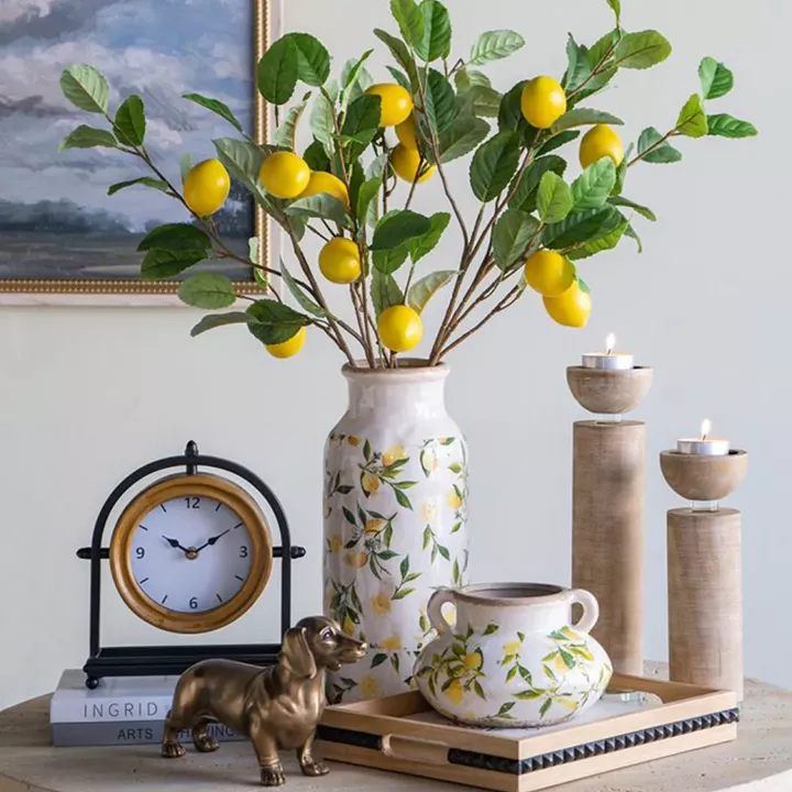 Artekko Lemon Λευκό Κεραμικό Βάζο με Λεμόνια (13.2x20.5x20.5)cm