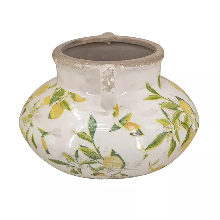 Artekko Lemon Λευκό Κεραμικό Βάζο με Λεμόνια (13.2x20.5x20.5)cm
