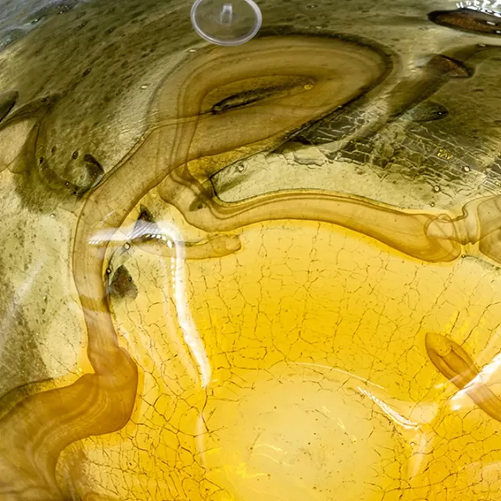 Artekko Sunset Γυάλινη Διακοσμητική Πιατέλα σε Πορτοκαλί και Μαύρη Απόχρωση (36x36x7)cm