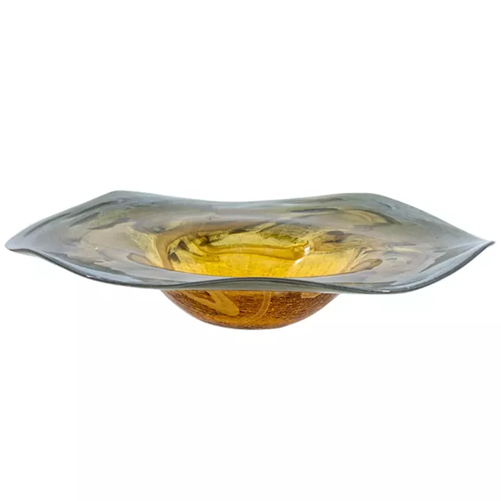 Artekko Sunset Γυάλινη Διακοσμητική Πιατέλα σε Πορτοκαλί και Μαύρη Απόχρωση (36x36x7)cm