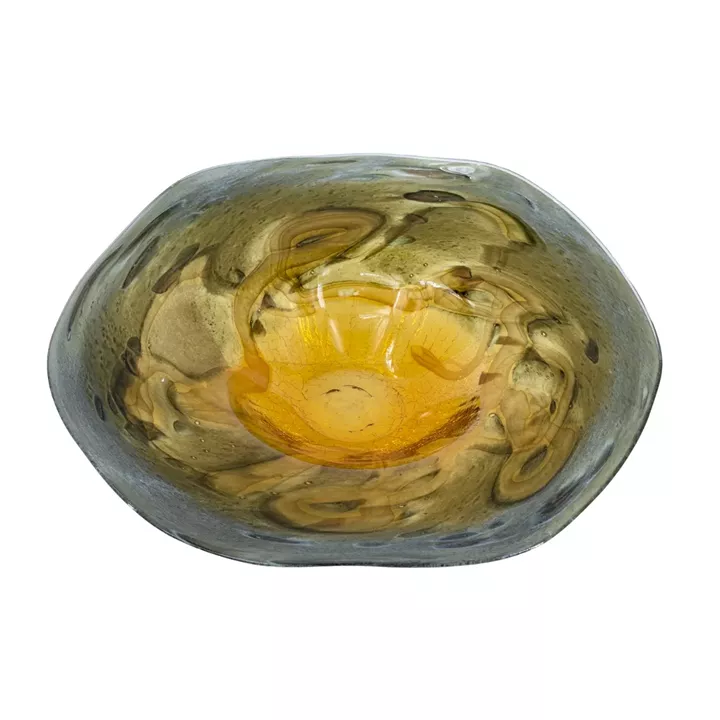 Artekko Sunset Γυάλινη Διακοσμητική Πιατέλα σε Πορτοκαλί και Μαύρη Απόχρωση (36x36x7)cm