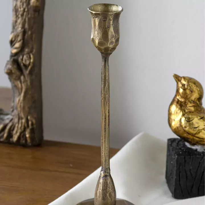 Artekko Solis Χρυσά Μεταλλικά Κηροπήγια (7.6x7.6x25.4)cm (7.6x7.6x20.3)cm 2pcs