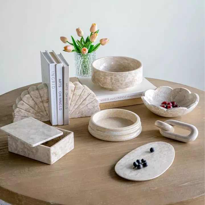 Artekko Marble Μπεζ Μαρμάρινο Μπολ (24x24x11)cm