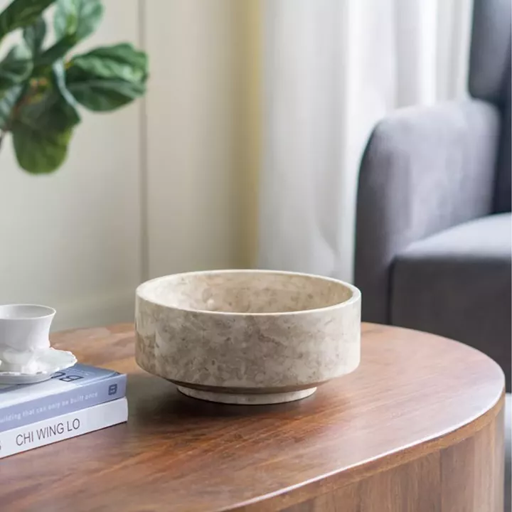 Artekko Marble Μπεζ Μαρμάρινο Μπολ (24x24x11)cm