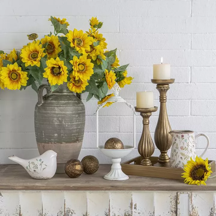 Artekko Aging Λευκό Κεραμικό Βάζο Κανάτα με Λουλούδια (16x11.5x18)cm