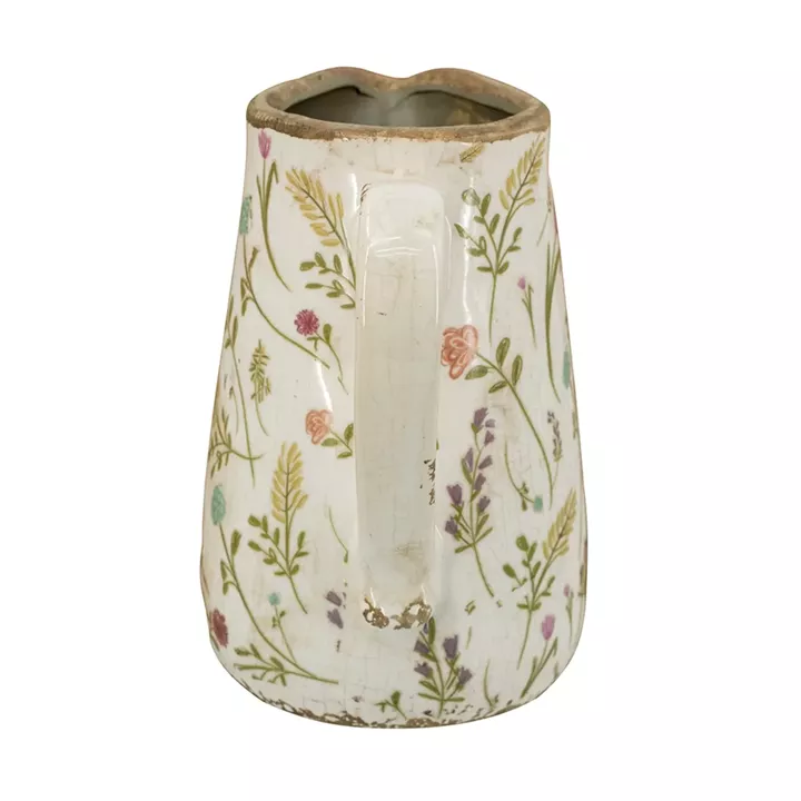 Artekko Aging Λευκό Κεραμικό Βάζο Κανάτα με Λουλούδια (16x11.5x18)cm