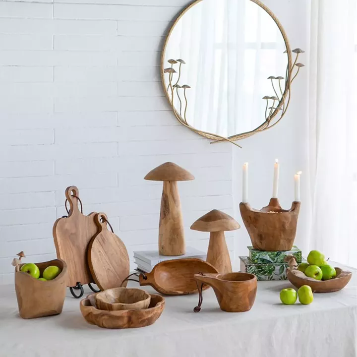 Artekko Woody Διακοσμητικό Μπολ από Ξύλο Teak (30x30x6)cm