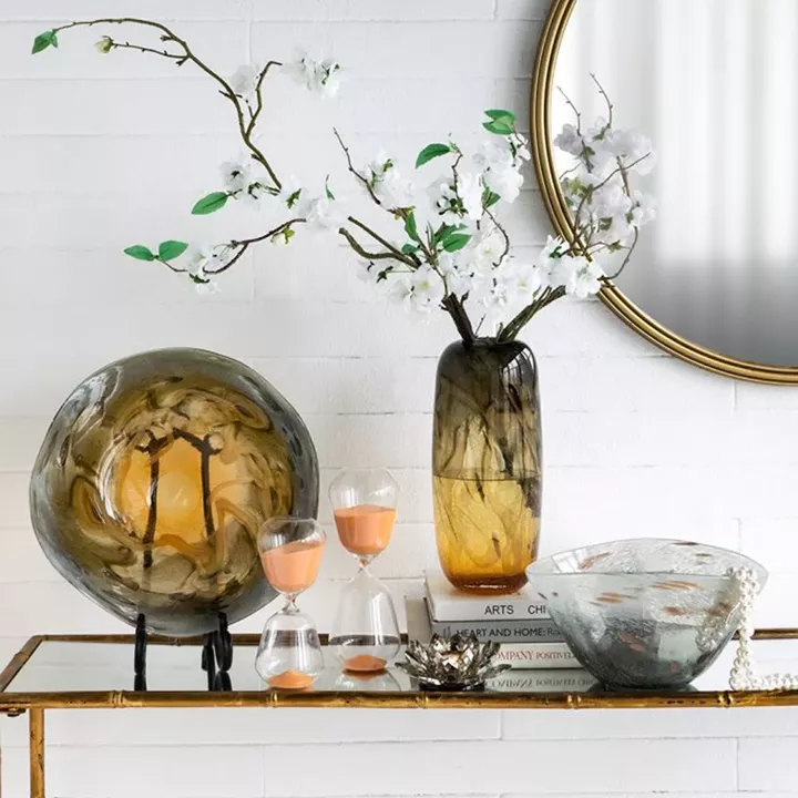 Artekko Hourglass Γυάλινη Κλεψύδρα με Πορτοκαλί Άμμο (8.3x8.3x20.3)cm