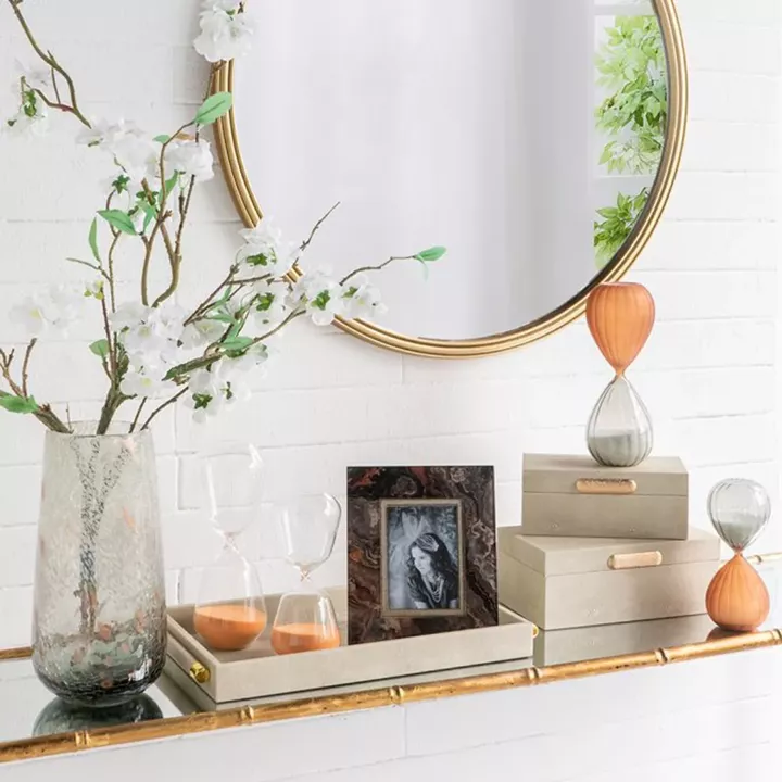 Artekko Hourglass Γυάλινη Κλεψύδρα με Πορτοκαλί Άμμο (8.3x8.3x20.3)cm