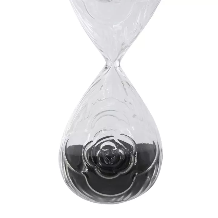 Artekko Hourglass Γυάλινη Κλεψύδρα με Ανάγλυφο Τριαντάφυλλο και Μαύρη Άμμο (8.6x8.6x20.4)cm