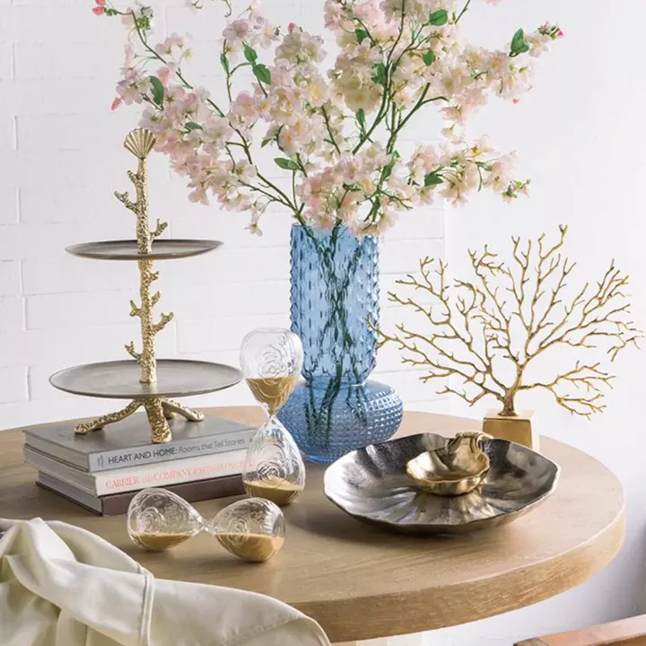 Artekko Hourglass Γυάλινη Κλεψύδρα με Ανάγλυφο Τριαντάφυλλο και Μπεζ Άμμο (8.6x8.6x20.4)cm