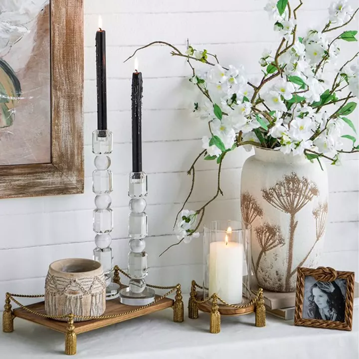 Artekko Glassy Διάφανο Γυάλινο Κηροπήγιο (8x8x29.5)cm