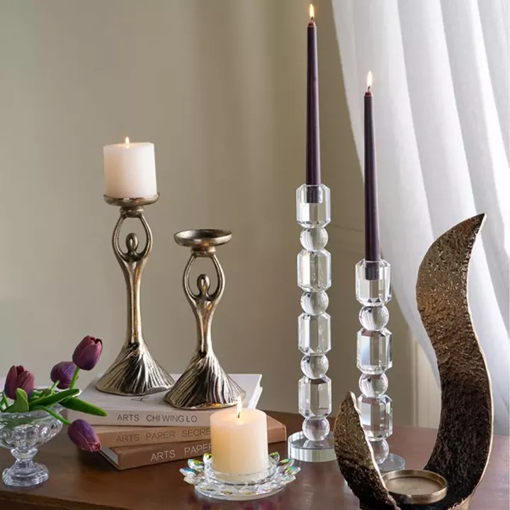 Artekko Glassy Διάφανο Γυάλινο Κηροπήγιο (8x8x29.5)cm