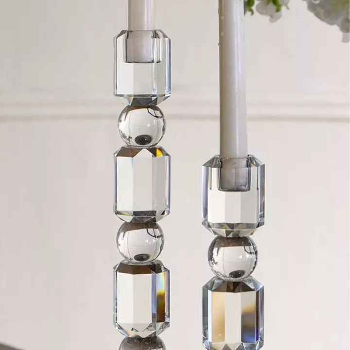 Artekko Glassy Διάφανο Γυάλινο Κηροπήγιο (8x8x29.5)cm