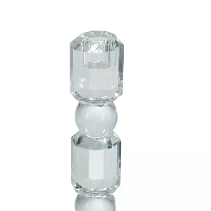 Artekko Glassy Διάφανο Γυάλινο Κηροπήγιο (8x8x29.5)cm