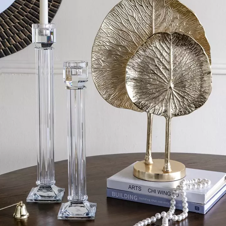 Artekko Glassy Διάφανο Γυάλινο Κηροπήγιο (9x9x46)cm