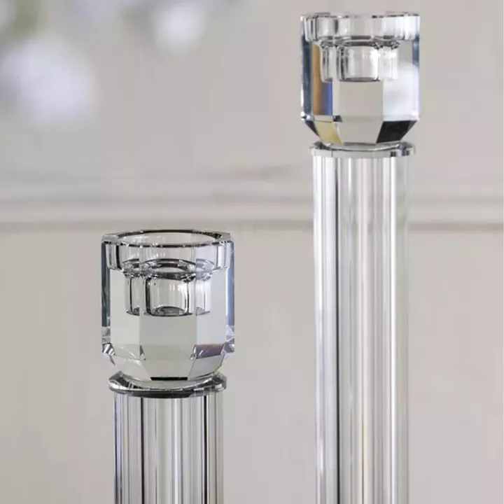 Artekko Glassy Διάφανο Γυάλινο Κηροπήγιο (9x9x46)cm