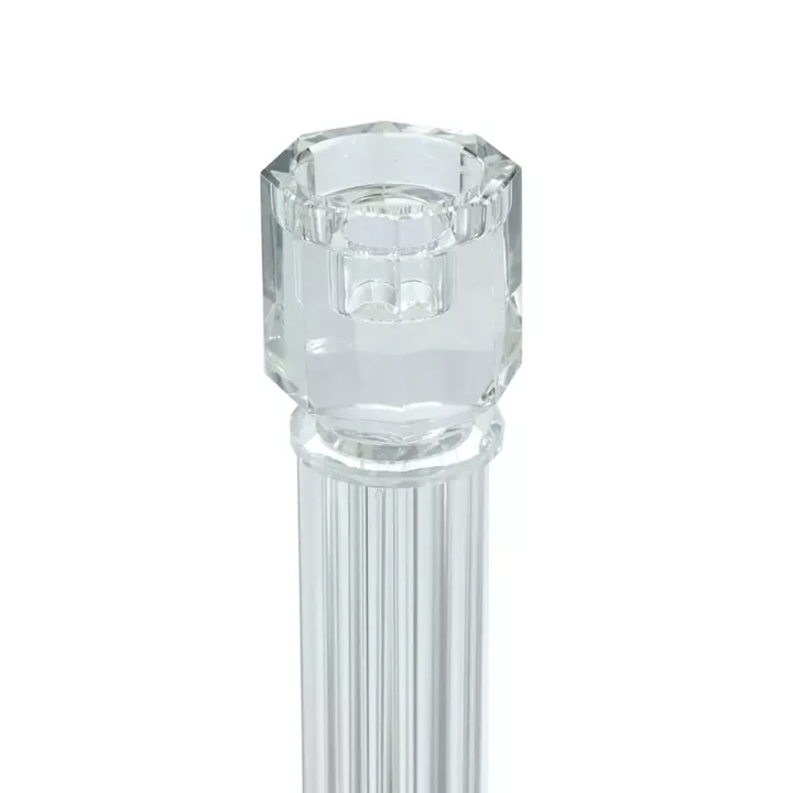 Artekko Glassy Διάφανο Γυάλινο Κηροπήγιο (9x9x46)cm