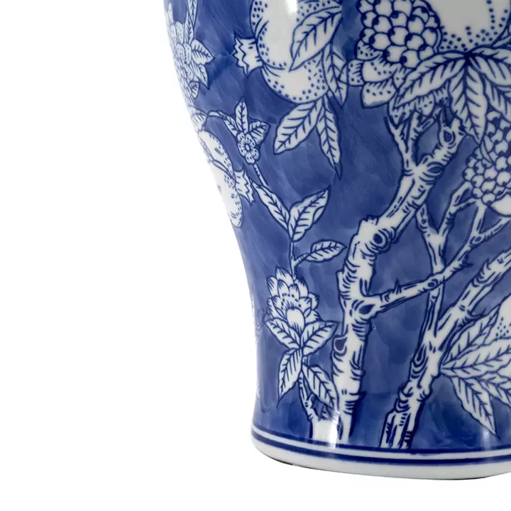 Artekko Melania Διακοσμητικό Δοχείο με Καπάκι από Πορσελάνη σε Άσπρο με Μπλε (21x21x37)cm