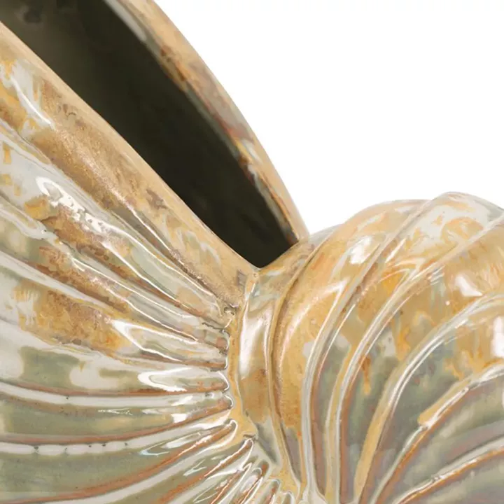 Artekko Glazed Πράσινο Κεραμικό Κασπό Κοχύλι (22x11.5x21)cm