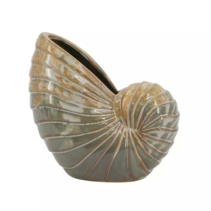 Artekko Glazed Πράσινο Κεραμικό Κασπό Κοχύλι (22x11.5x21)cm