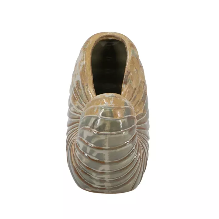 Artekko Glazed Πράσινο Κεραμικό Κασπό Κοχύλι (22x11.5x21)cm