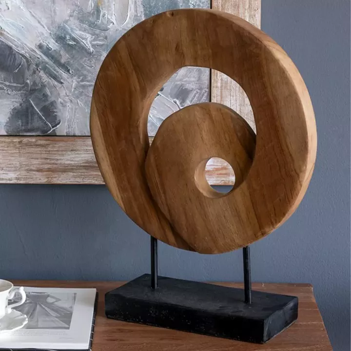 Artekko Woody Καφέ Διακοσμητικό Γλυπτό από Ξύλο Teak (35x12x45)cm