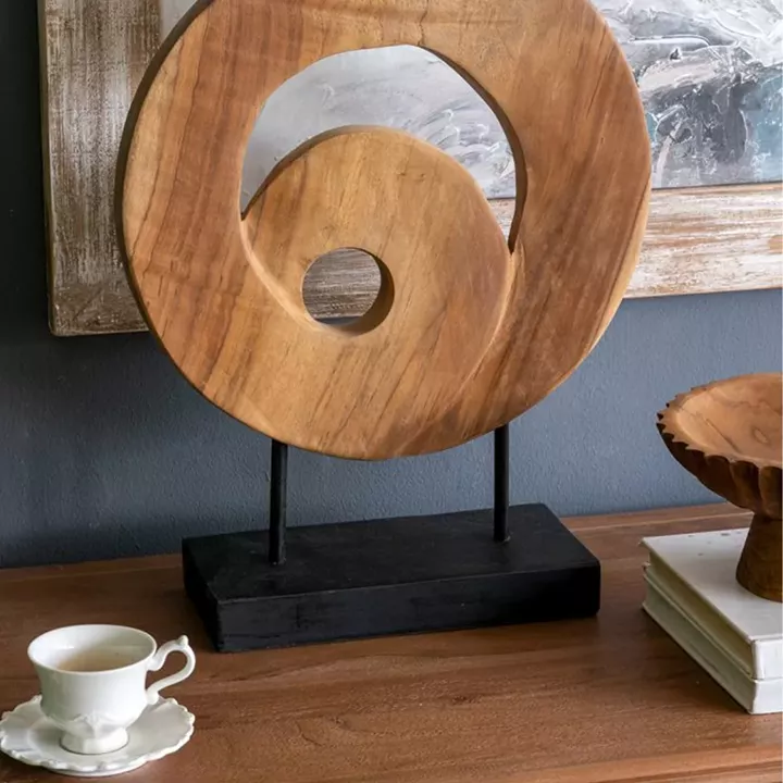 Artekko Woody Καφέ Διακοσμητικό Γλυπτό από Ξύλο Teak (35x12x45)cm