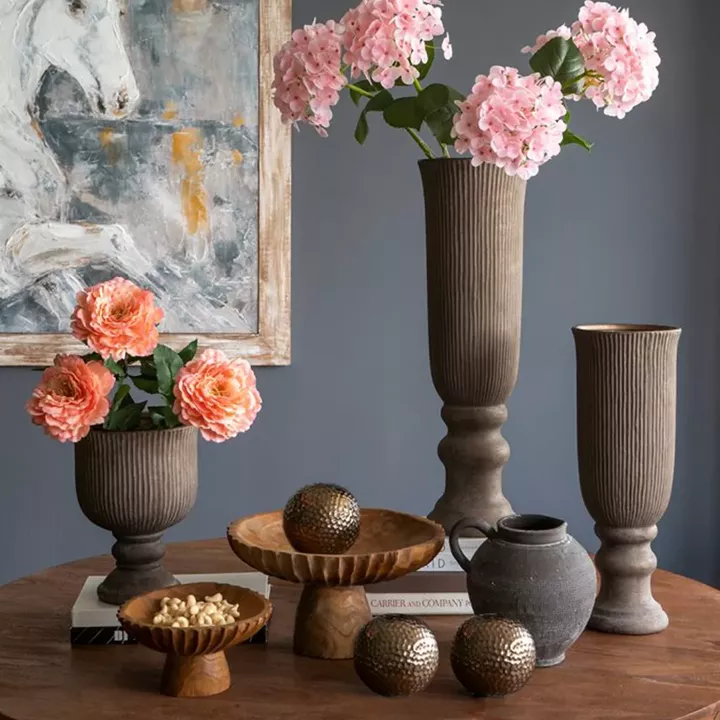 Artekko Woody Καφέ Διακοσμητική Πιατέλα από Ξύλο Teak (30x30x14)cm